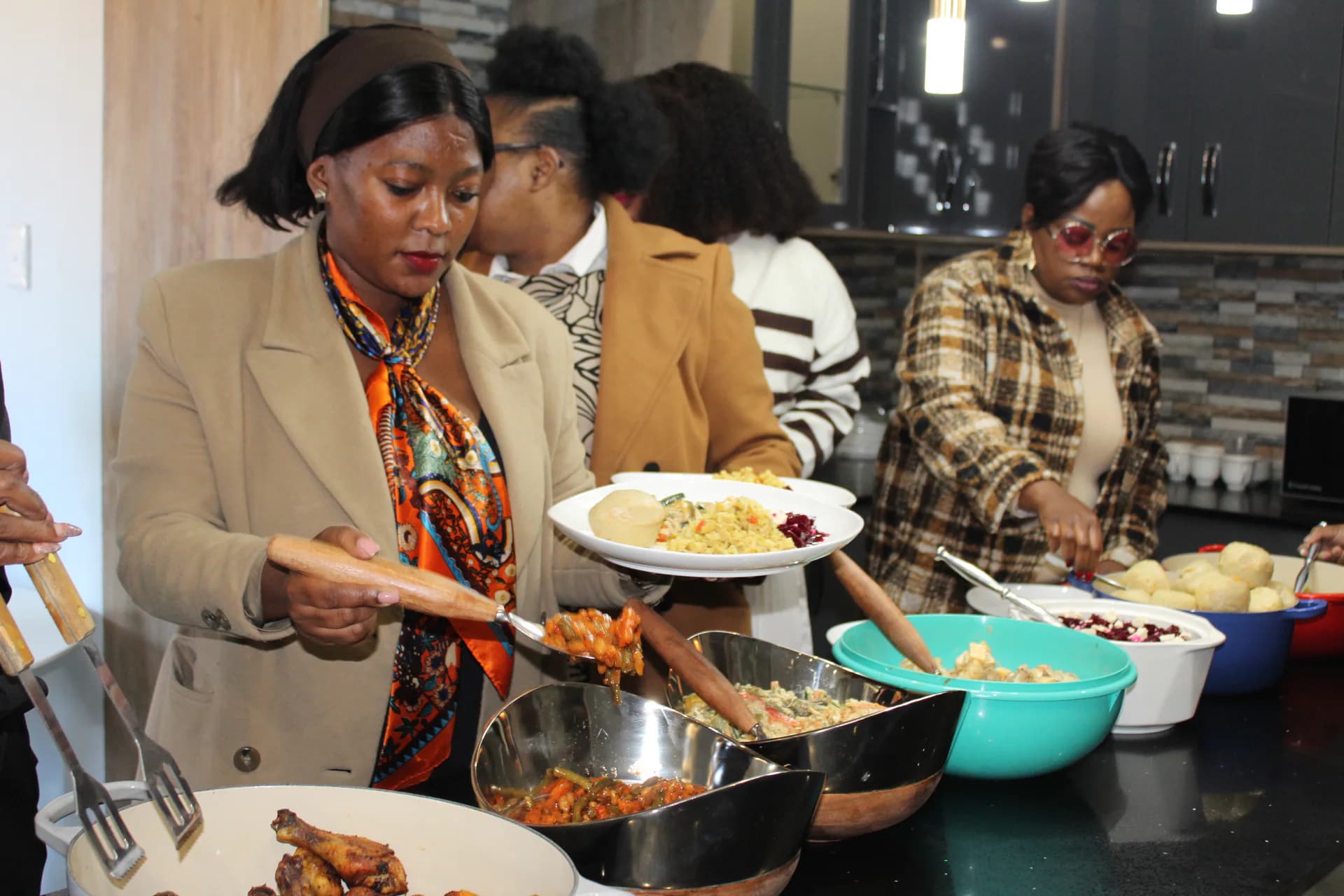 Falcon Kitchen team serving real food at a catering event