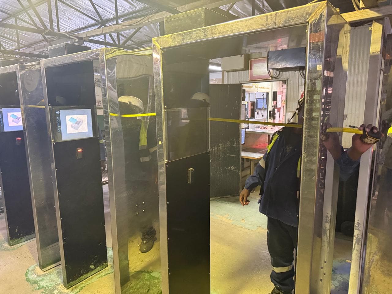 Access control equipment and turnstile area inside an industrial facility
