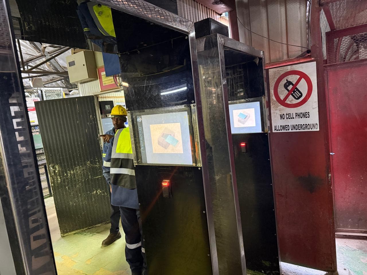 Security access equipment installed near a restricted entrance