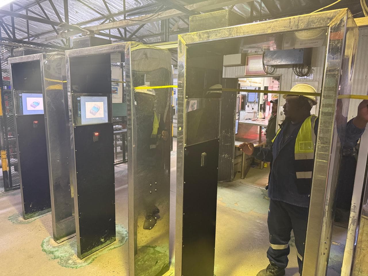 Access control equipment positioned at an industrial entry point