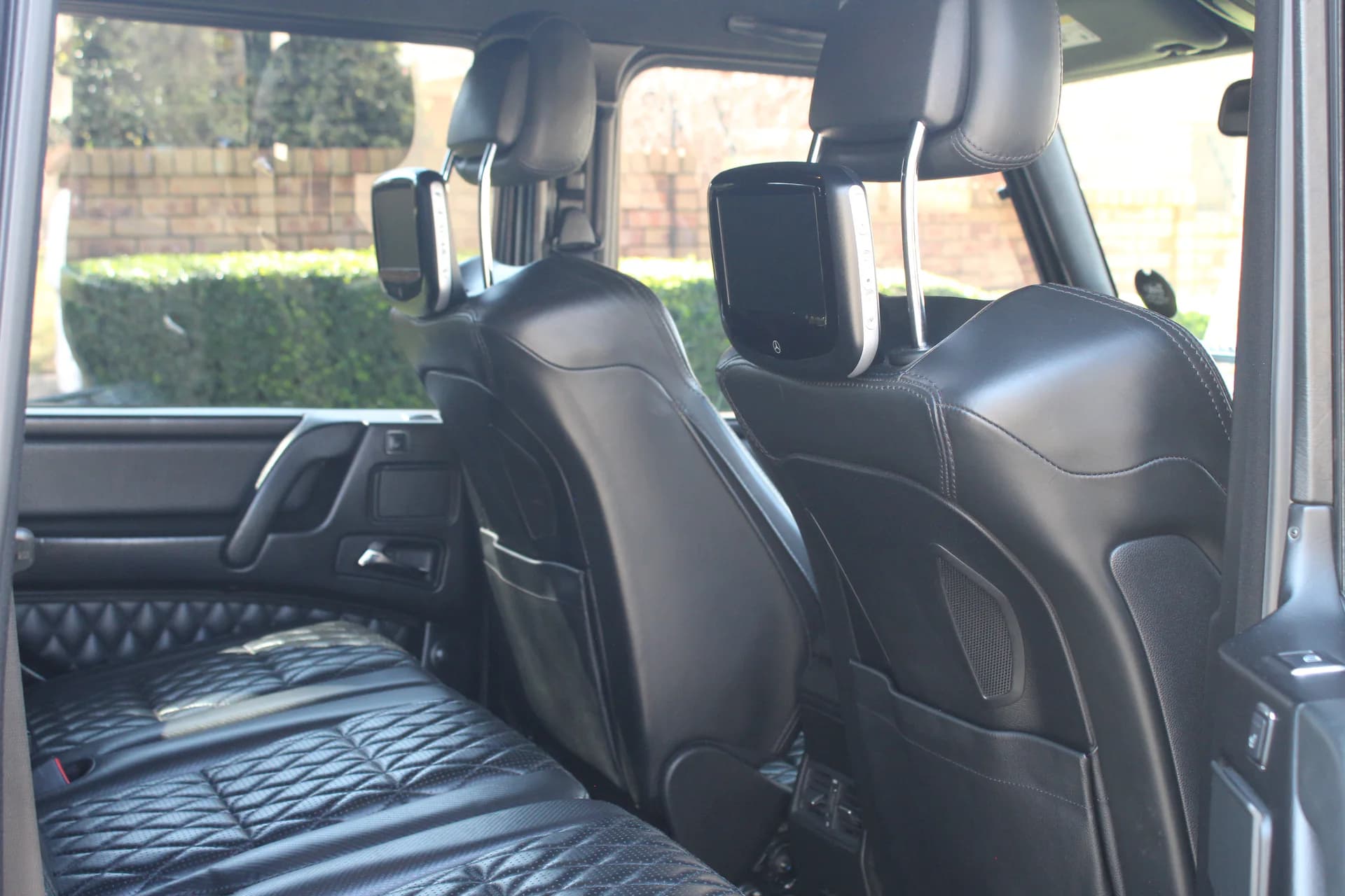 Mercedes G-Wagon rear passenger seating and screen details