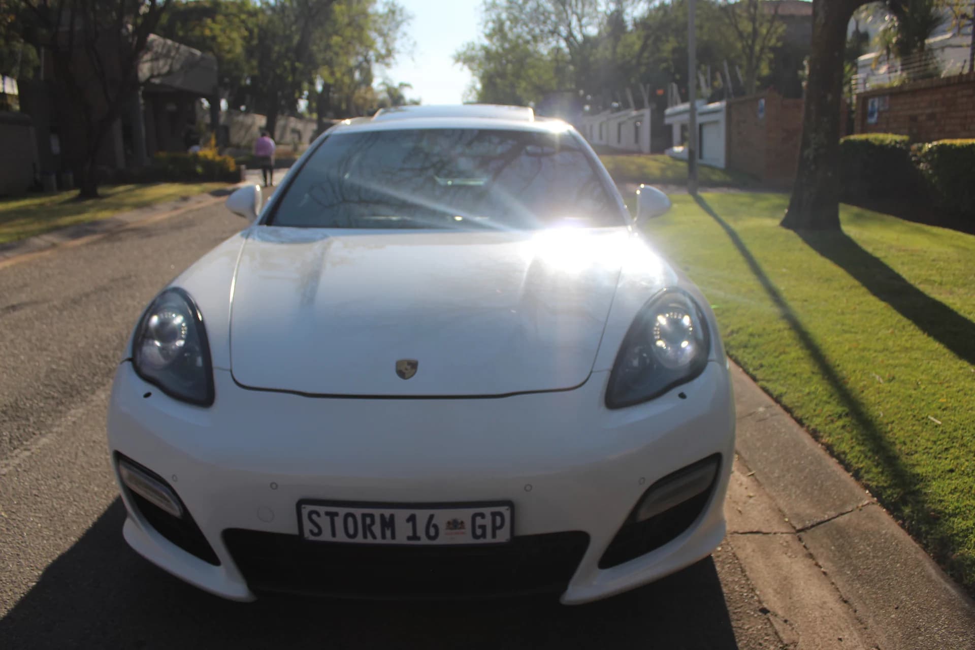 Porsche front exterior in sunlight